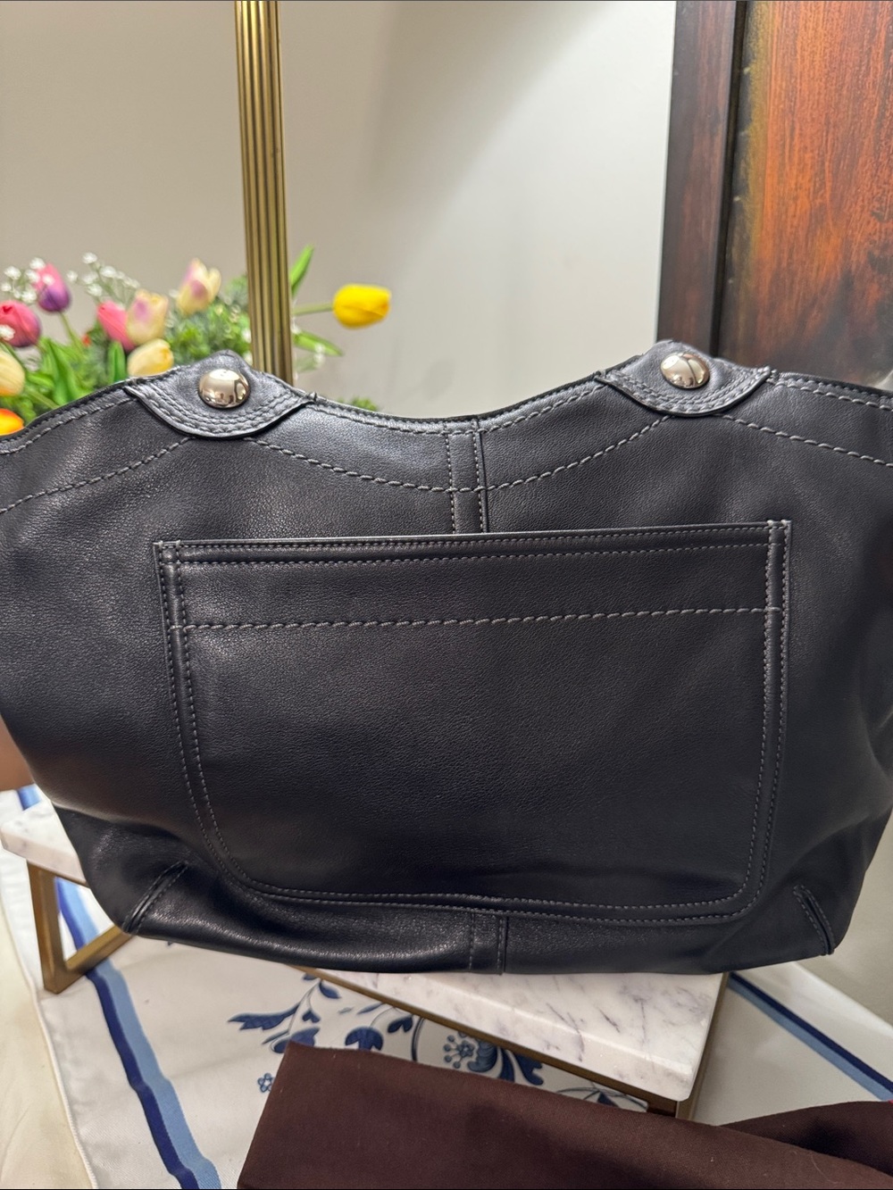 Coach Legacy Bleeker Black Leather Tote with Coach Tag - Picture 6 of 13